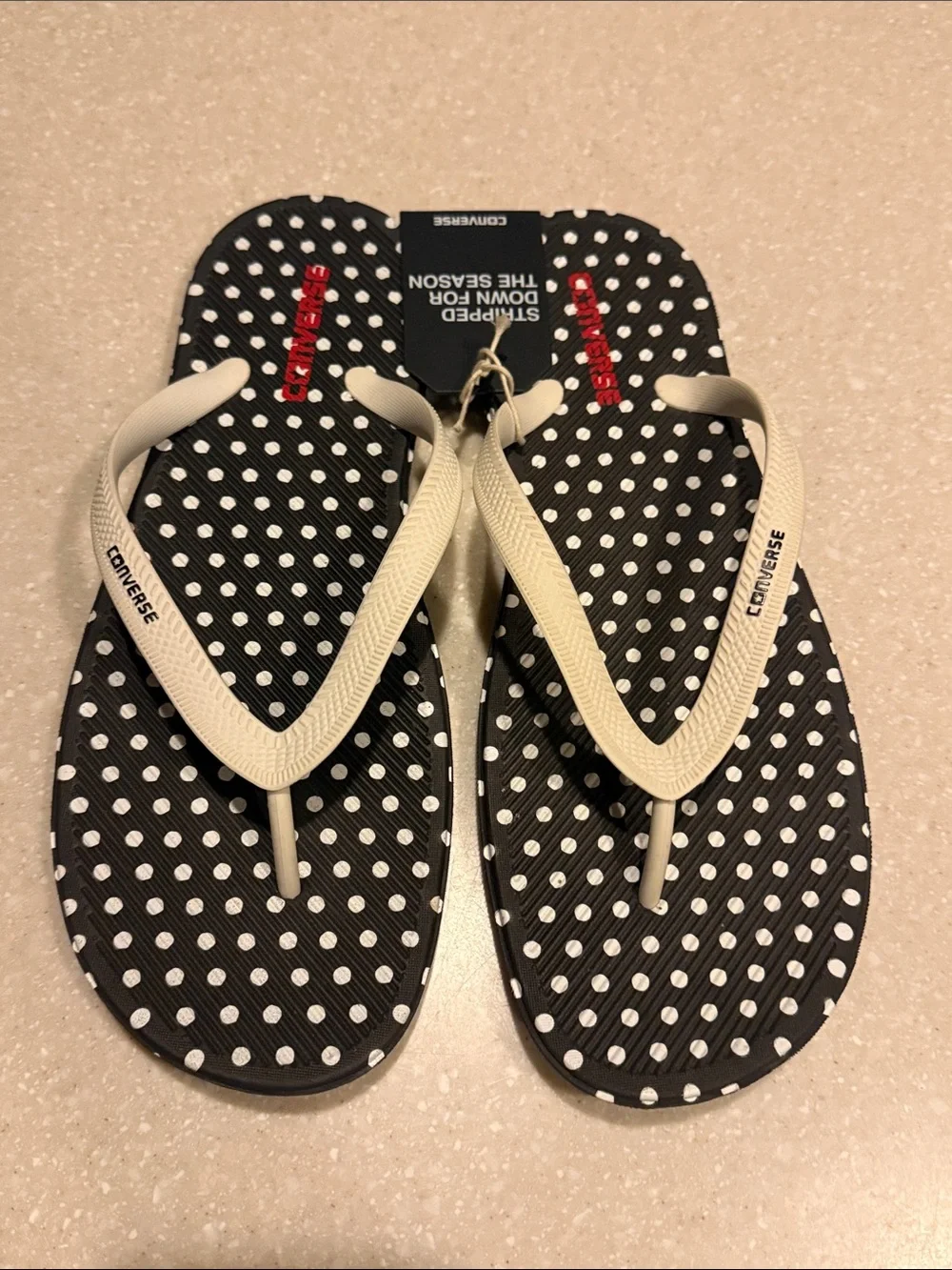 NWT Converse Sandstar Thong Flip Flops Black/White Unisex Men’s 11 Women’s 12